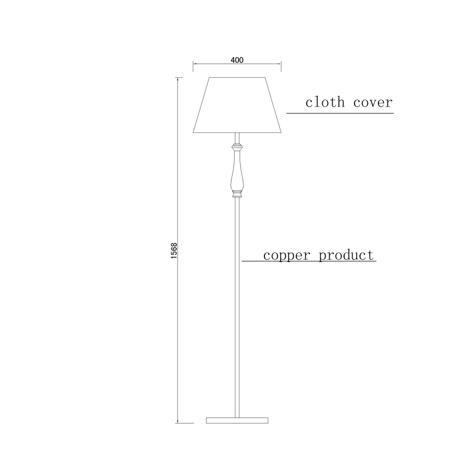 Copper - Accent Floor Lamp with 400mm Cloth Shade
