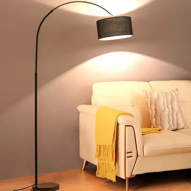 Modern Black Marble Base Floor Lamp with 330mm Fabric Shade - Elevate Home Ambiance