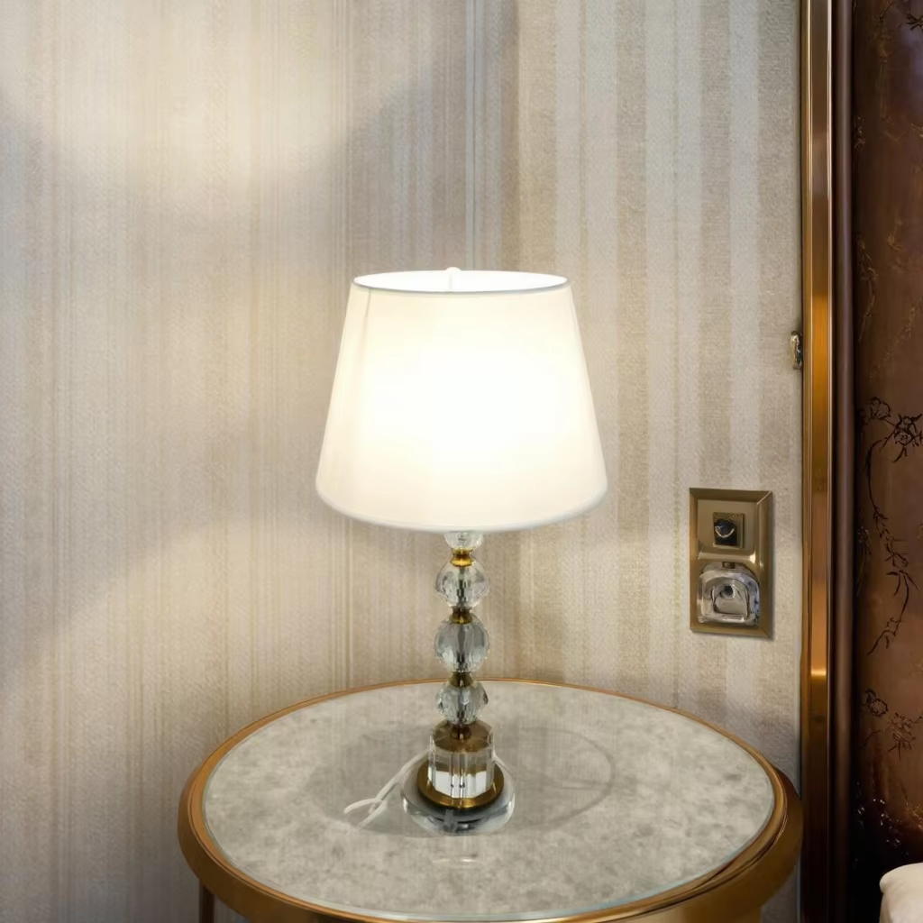Luxurious Elegance: Fabric, Metal, and Crystal Table Lamp