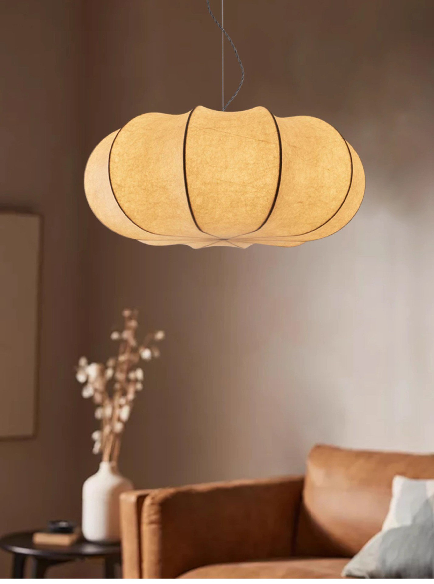 Handmade Silk Pumpkin Chandelier - Warm Ambient Japanese - Style Lighting