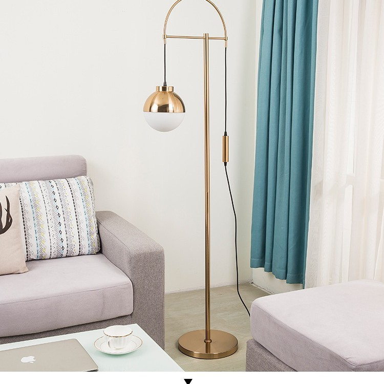 Elegant Arc - Shaped Gold Floor Lamp for Living Spaces