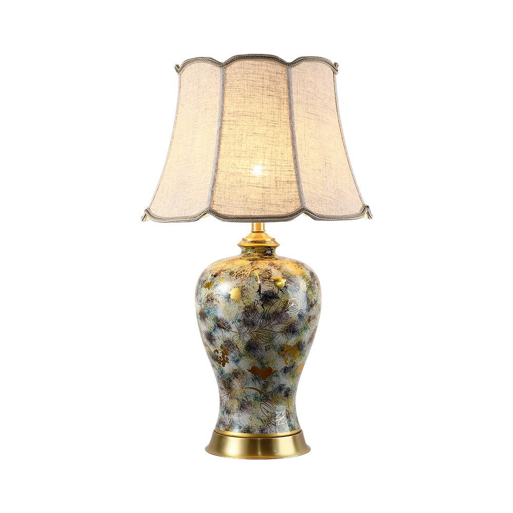 Vintage Ceramic Table Lamp with Linen Shade