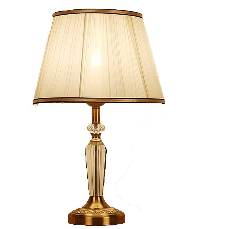 Crystal and Gold - Bronze Table Lamp with Chiffon Shade