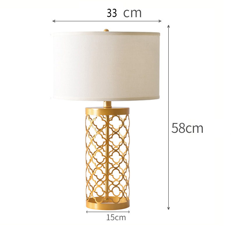 Elegant Gold - Bronze Electroplated Table Lamp: Linen Shade & Hollow - Out Design