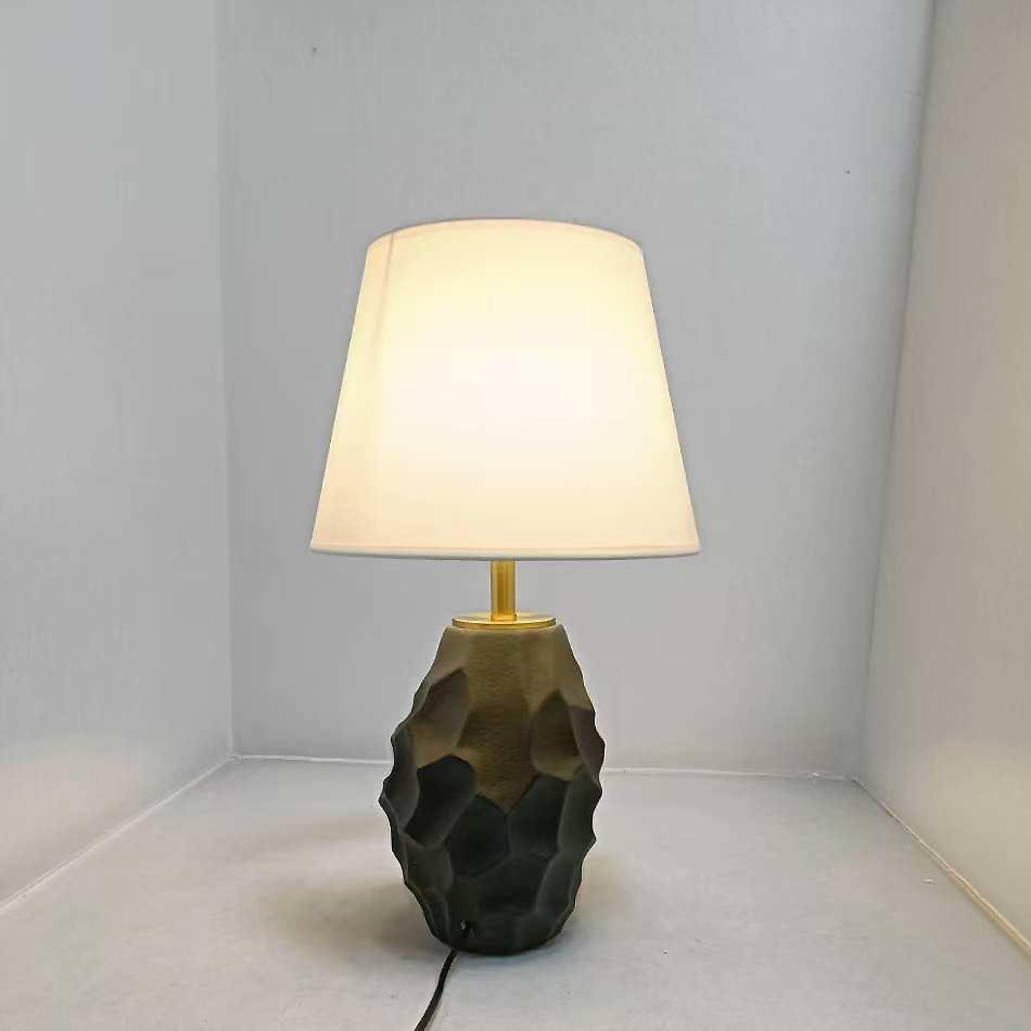 Textured Ceramic Base Table Lamp with Fabric Shade