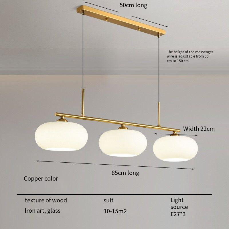 Modern 3 - Light Linear Chandelier with Glass Shades (Brass Finish)