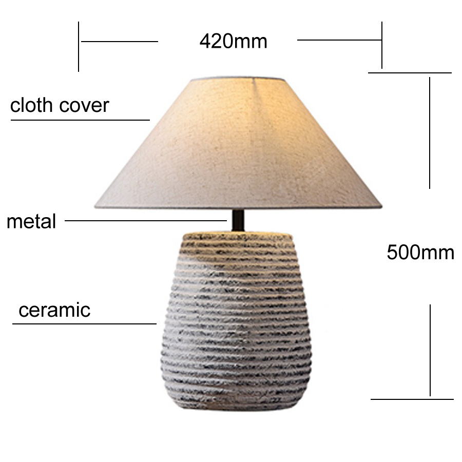 Textured Ceramic Table Lamp with Fabric Shade