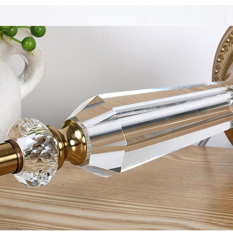 Crystal and Gold - Bronze Table Lamp with Chiffon Shade