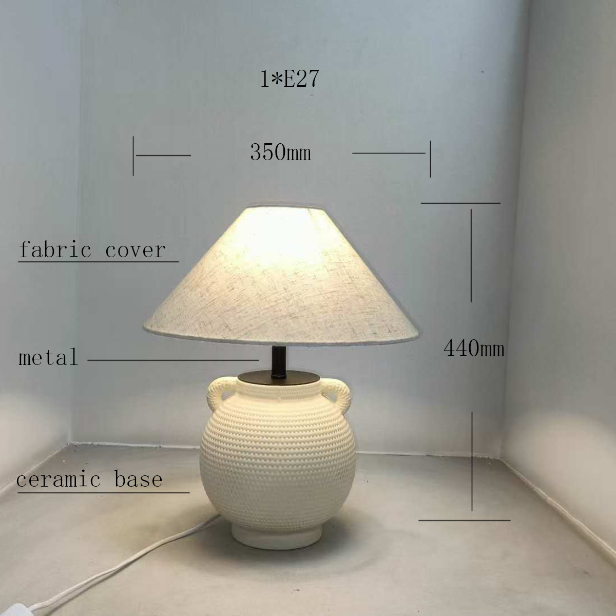 Ceramic Base Fabric Shade Table Lamp - Elegant Home Decor
