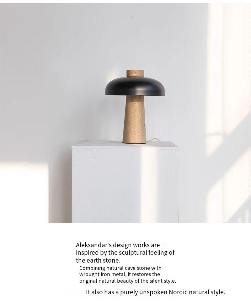Yellow Cave Stone  Creative Mushroom Table Lamp