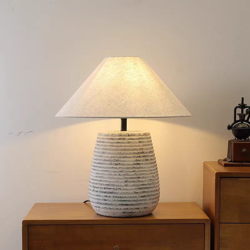 Textured Ceramic Table Lamp with Fabric Shade