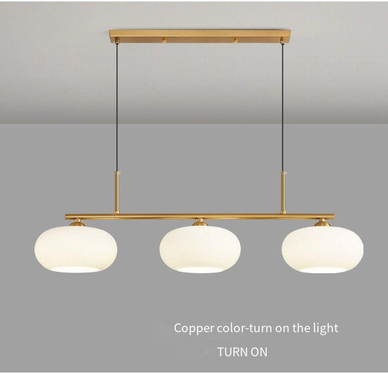 Modern 3 - Light Linear Chandelier with Glass Shades (Brass Finish)