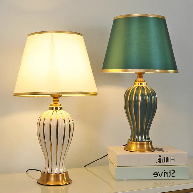 Luxury Ceramic Table Lamp with Gold Accents