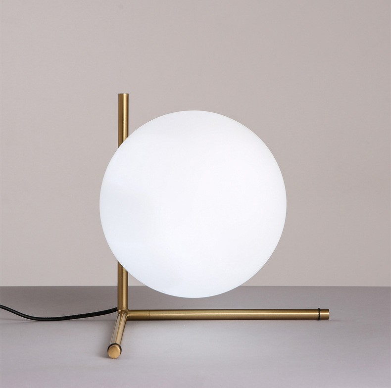 Simple glass ball desk lamp with bronze bracket