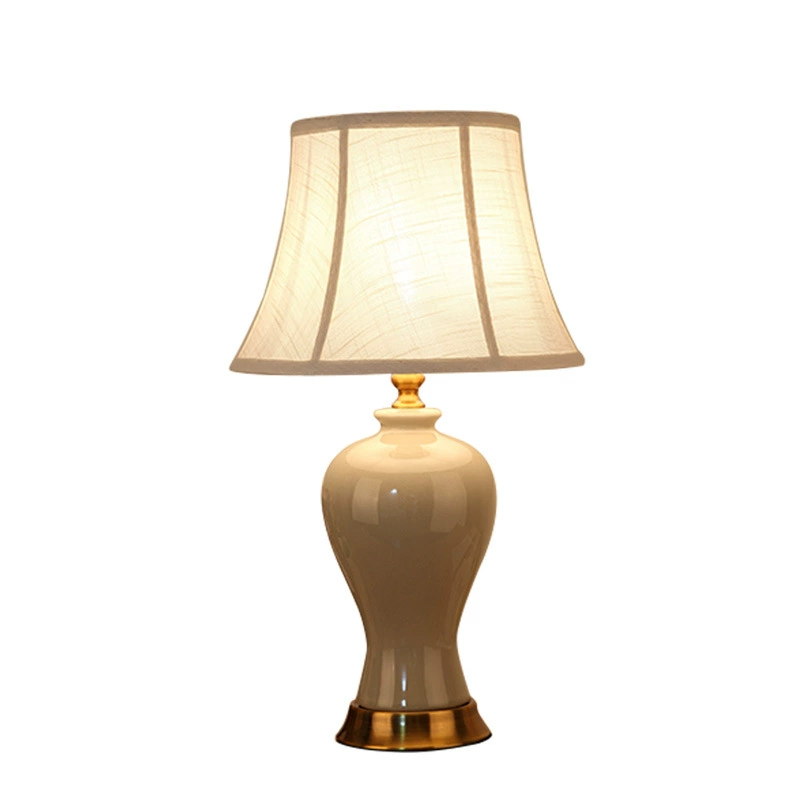 Ceramic Body Table Lamp with Linen Shade & Metal Base (330×600mm)