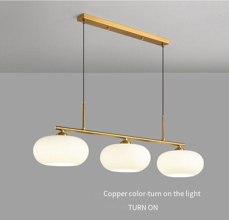 Modern 3 - Light Linear Chandelier with Glass Shades (Brass Finish)