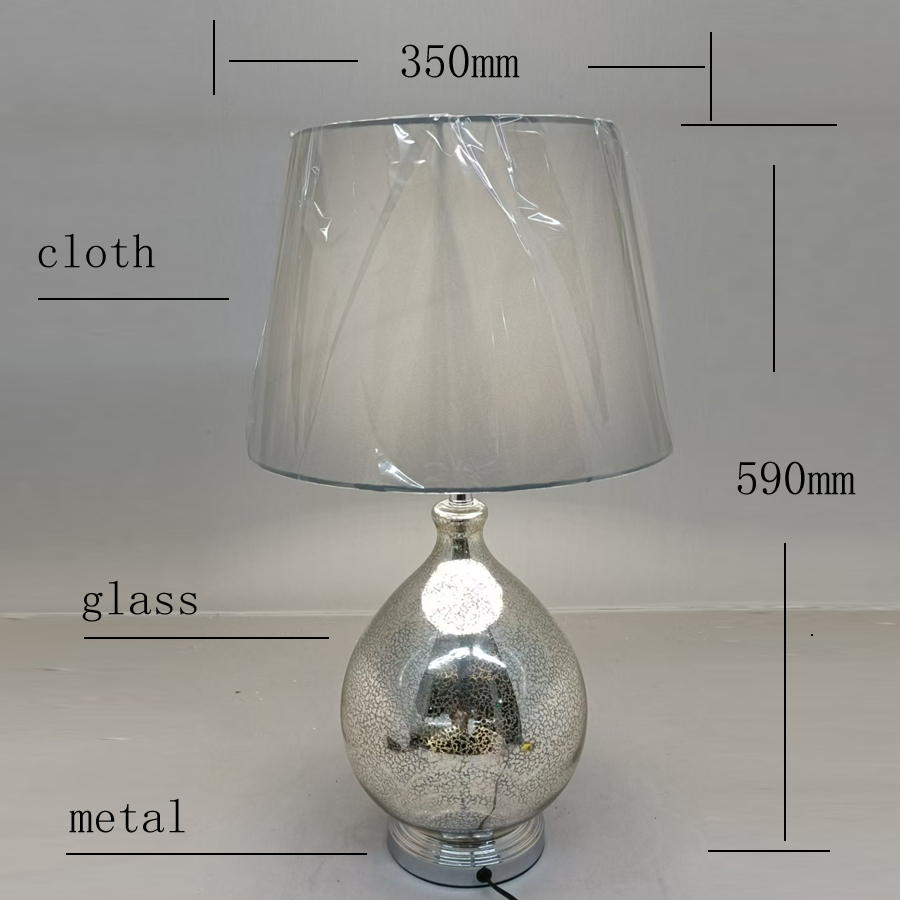 Muted - Luxury Silver Glass Table Lamp: Chrome Base, Gray Linen Shade & E26 Versatility