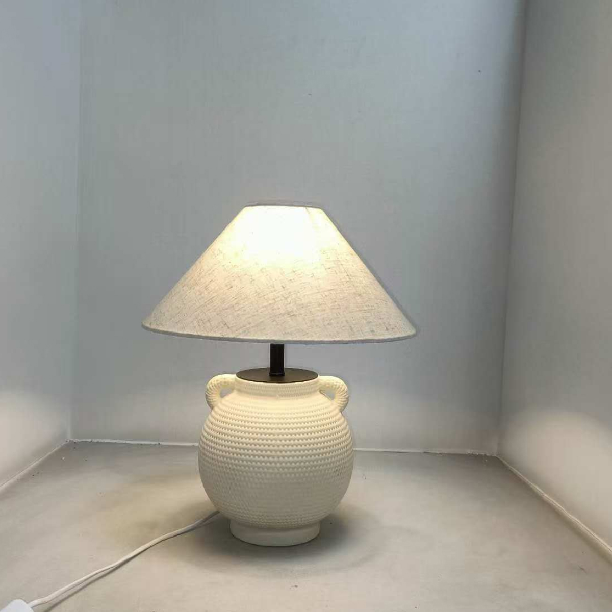 Ceramic Base Fabric Shade Table Lamp - Elegant Home Decor