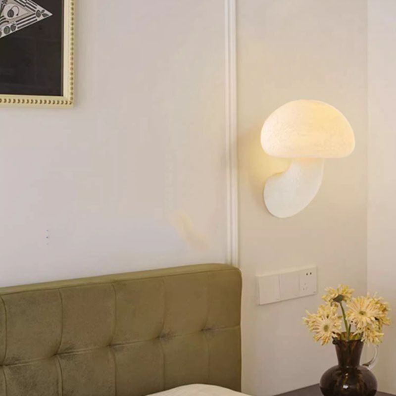 Whimsical Elegance: Pure White Mushroom Wall Lamp