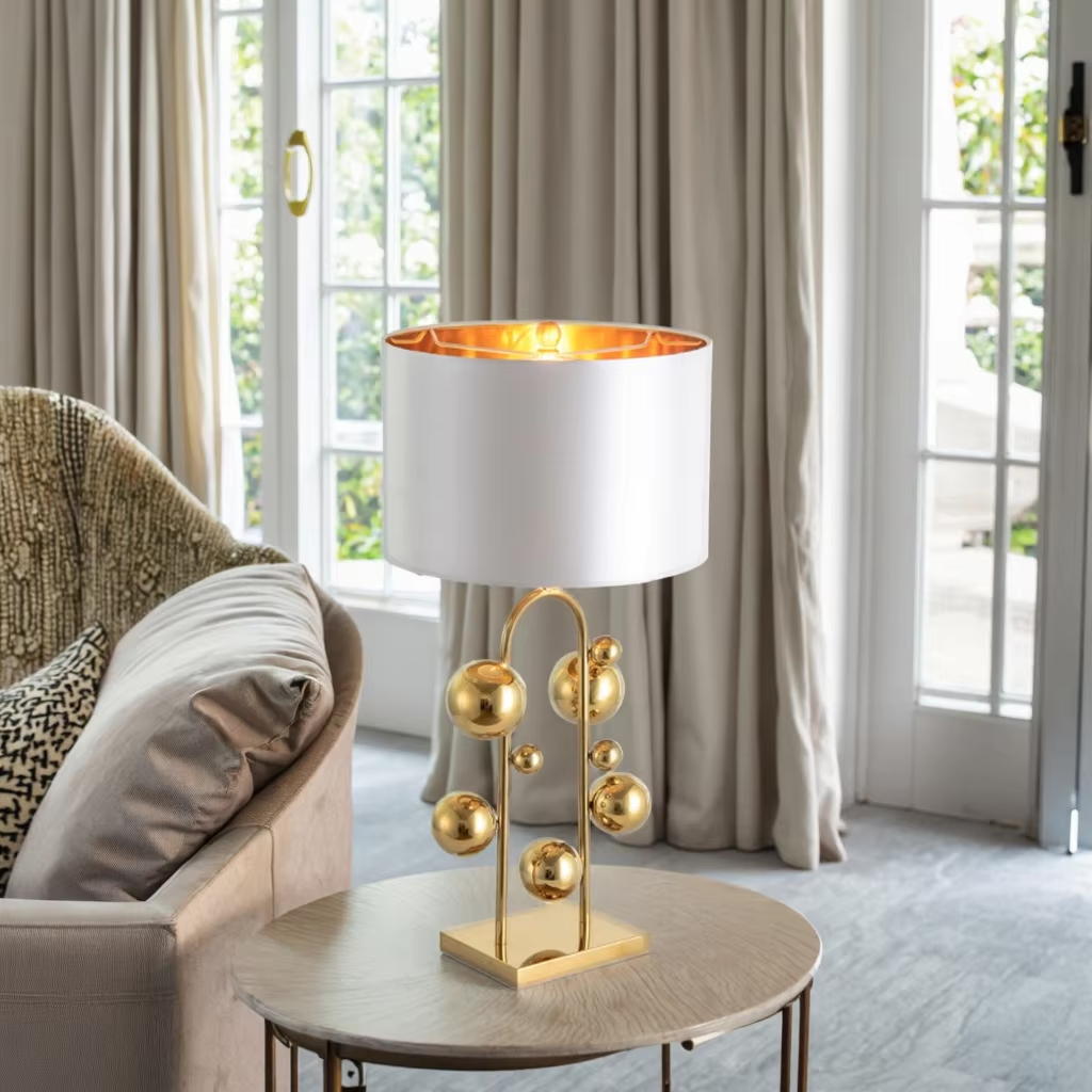 Elevate Spaces with Luxe Gold - Sphere Table Lamp: Modern Elegance for Home Decor