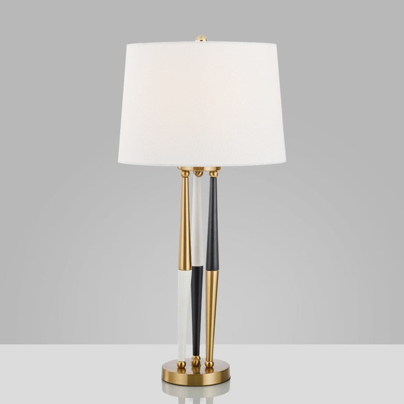 Modern Tri - Color Metal Table Lamp with White Linen Shade (360×700mm, E27)