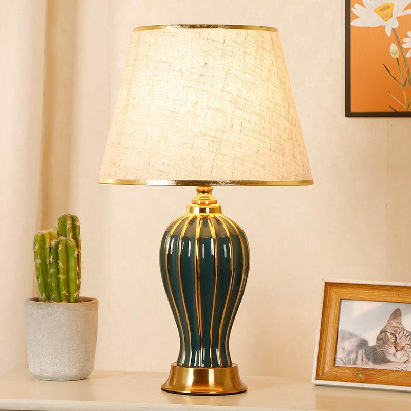 Luxury Ceramic Table Lamp with Gold Accents