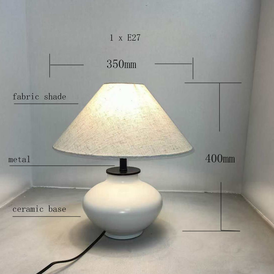Minimalist Ceramic - Base Table Lamp with Fabric Shade