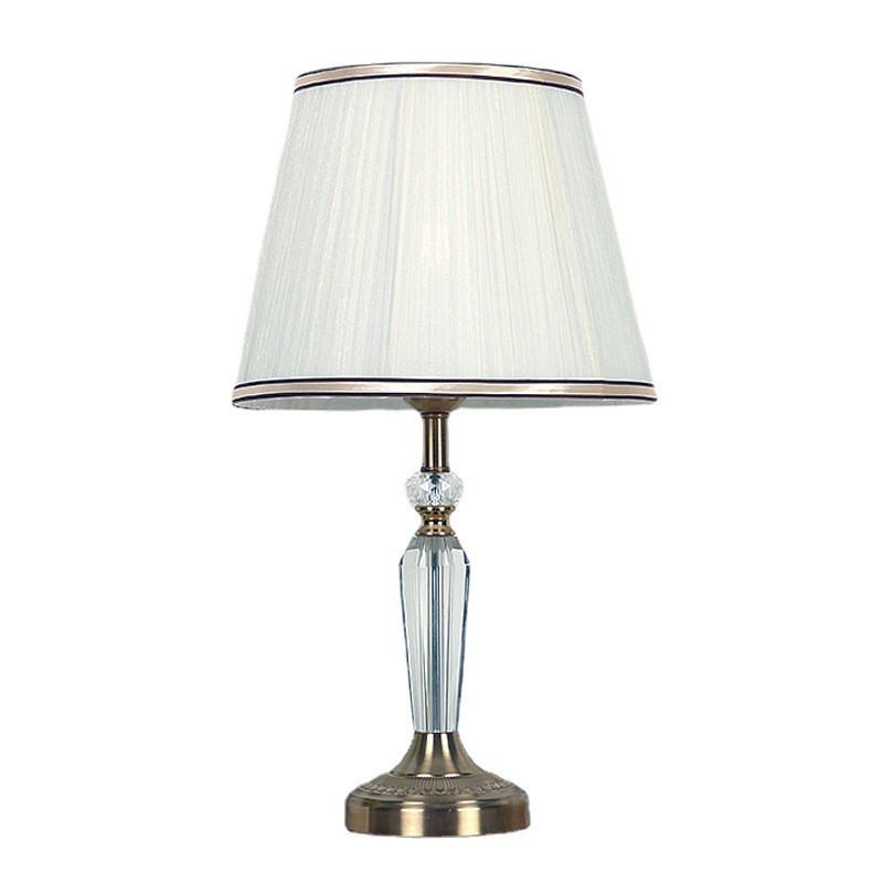 Crystal and Gold - Bronze Table Lamp with Chiffon Shade