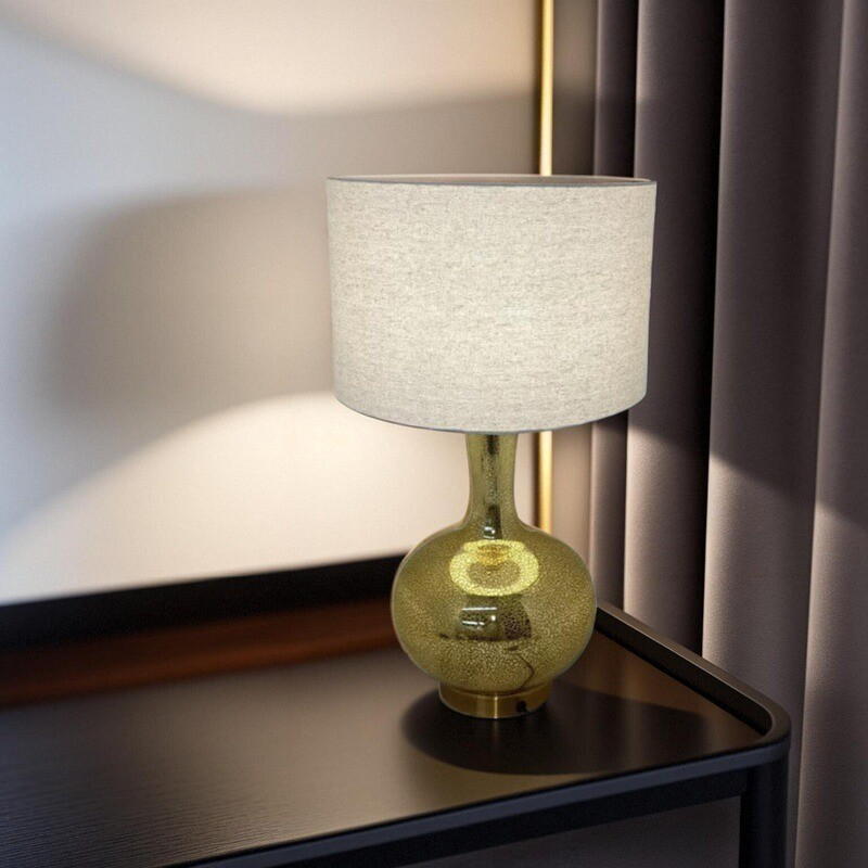 Elevate Spaces with Timeless Gold Glass Table Lamp: Blending Vintage Luxury & Versatile E27 Functionality