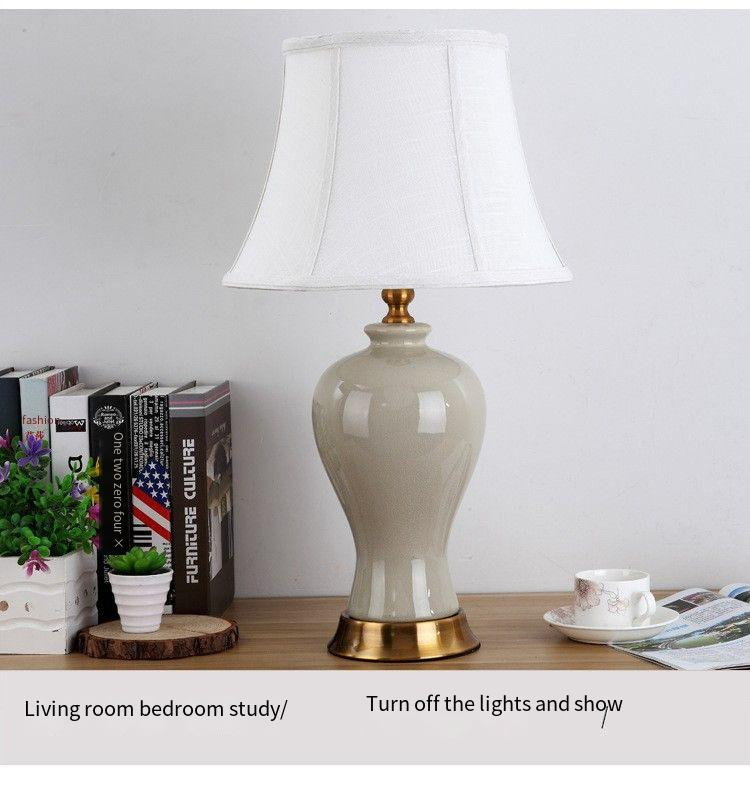Ceramic Body Table Lamp with Linen Shade & Metal Base (330×600mm)