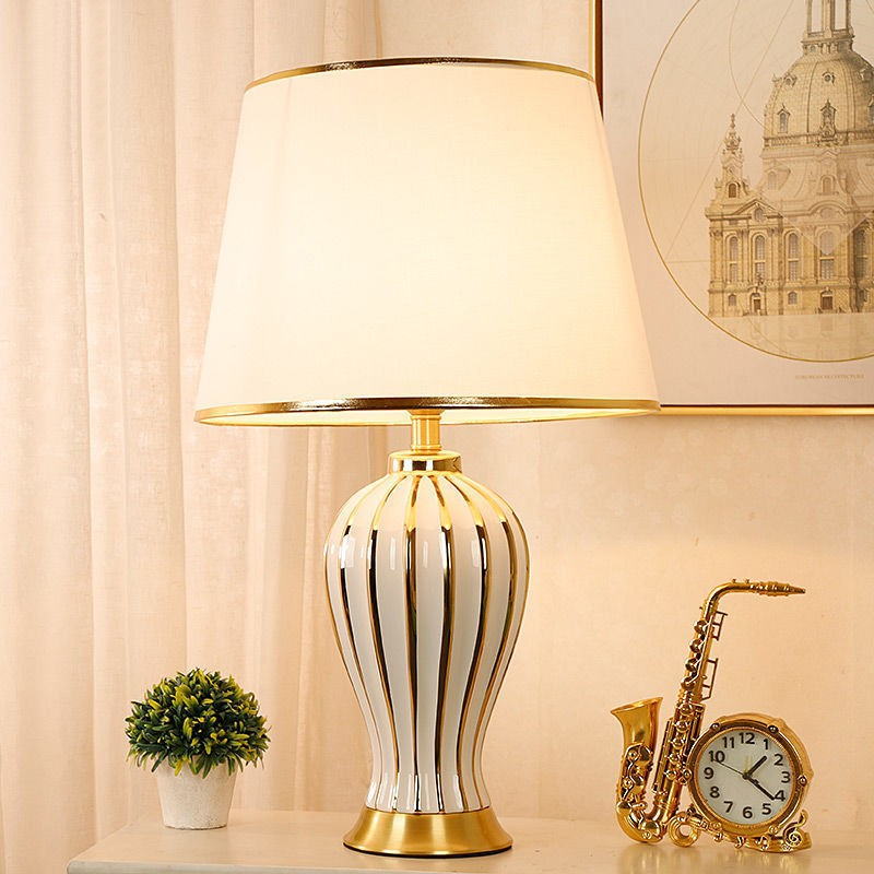Luxury Ceramic Table Lamp with Gold Accents