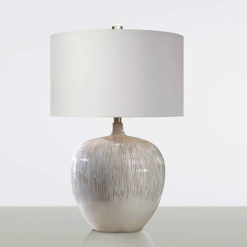 Elegant Ceramic Table Lamp with White Fabric Shade