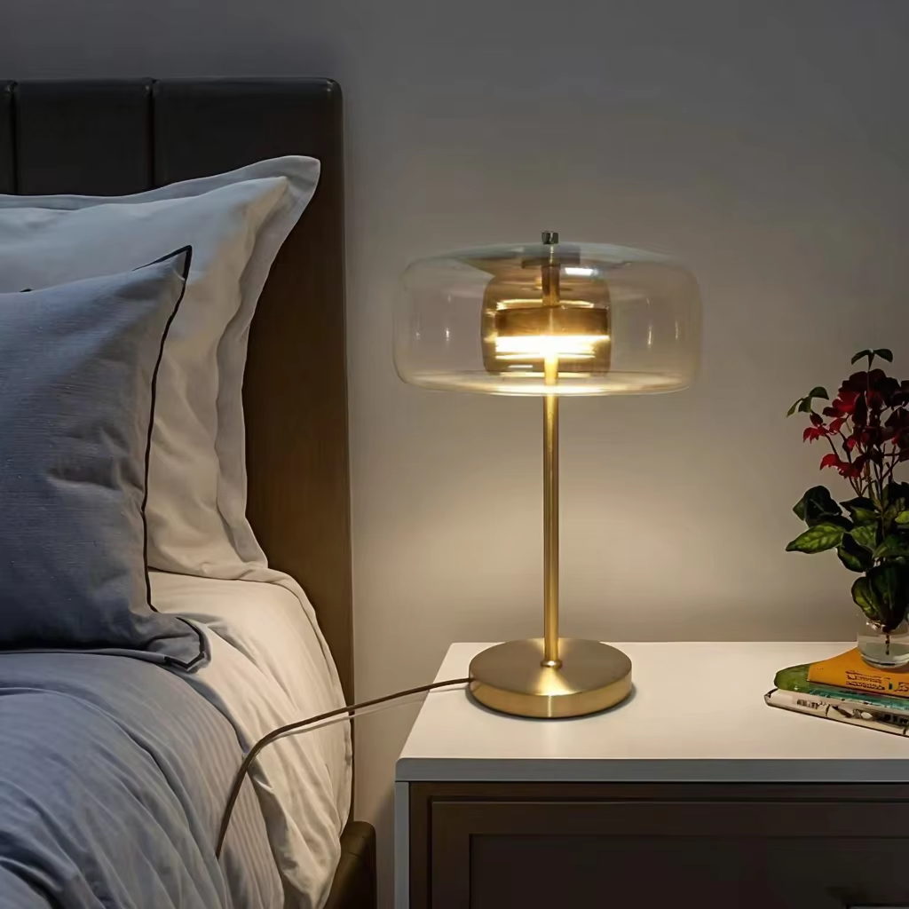 Amber Glass & Brass - like Elegance Table Lamp