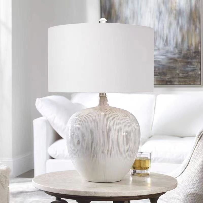 Elegant Ceramic Table Lamp with White Fabric Shade