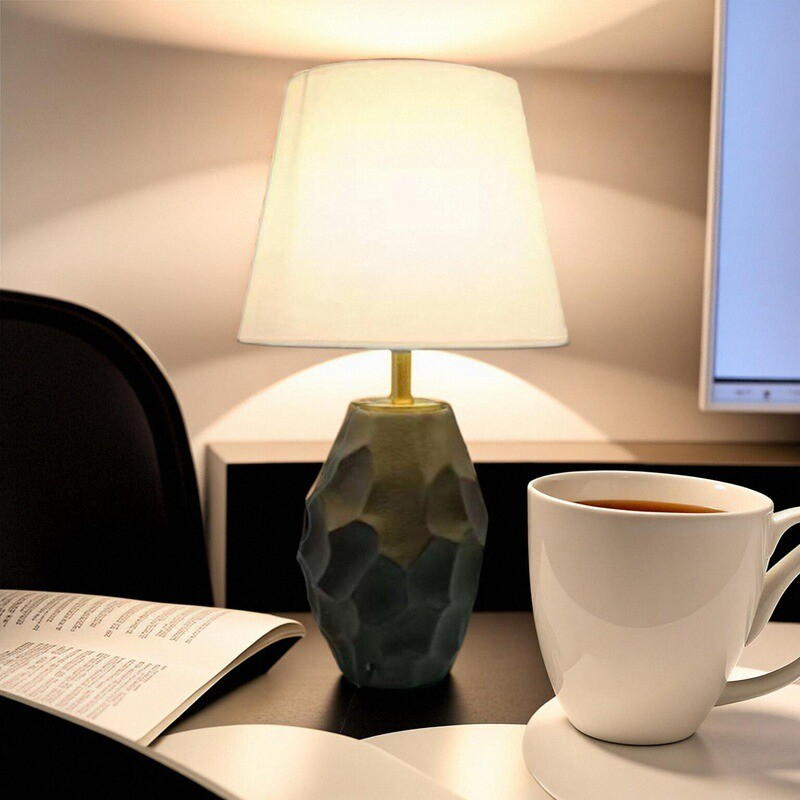 Textured Ceramic Base Table Lamp with Fabric Shade