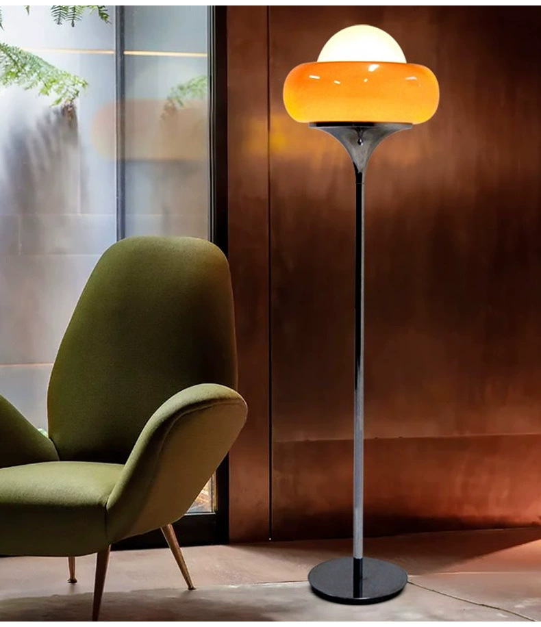 Modern Milk Tea - Colored Glass Floor Lamp with Chrome Accents