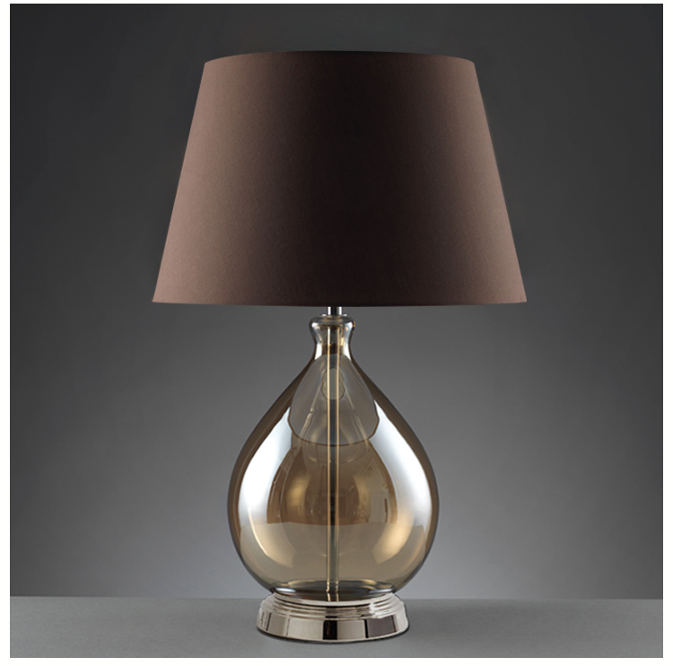 Modern Elegant Glass Table Lamp: Timeless Design with Fabric Shade