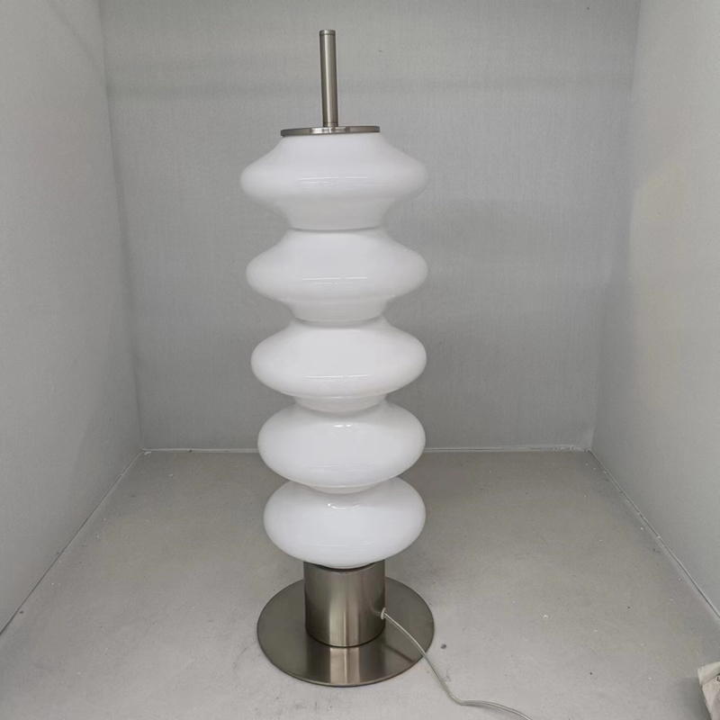 Modern Minimalist Milky White Glass and Sand-Nickel Metal Floor Lamp: An Artistic Choice with Intertwined Light and Shadow