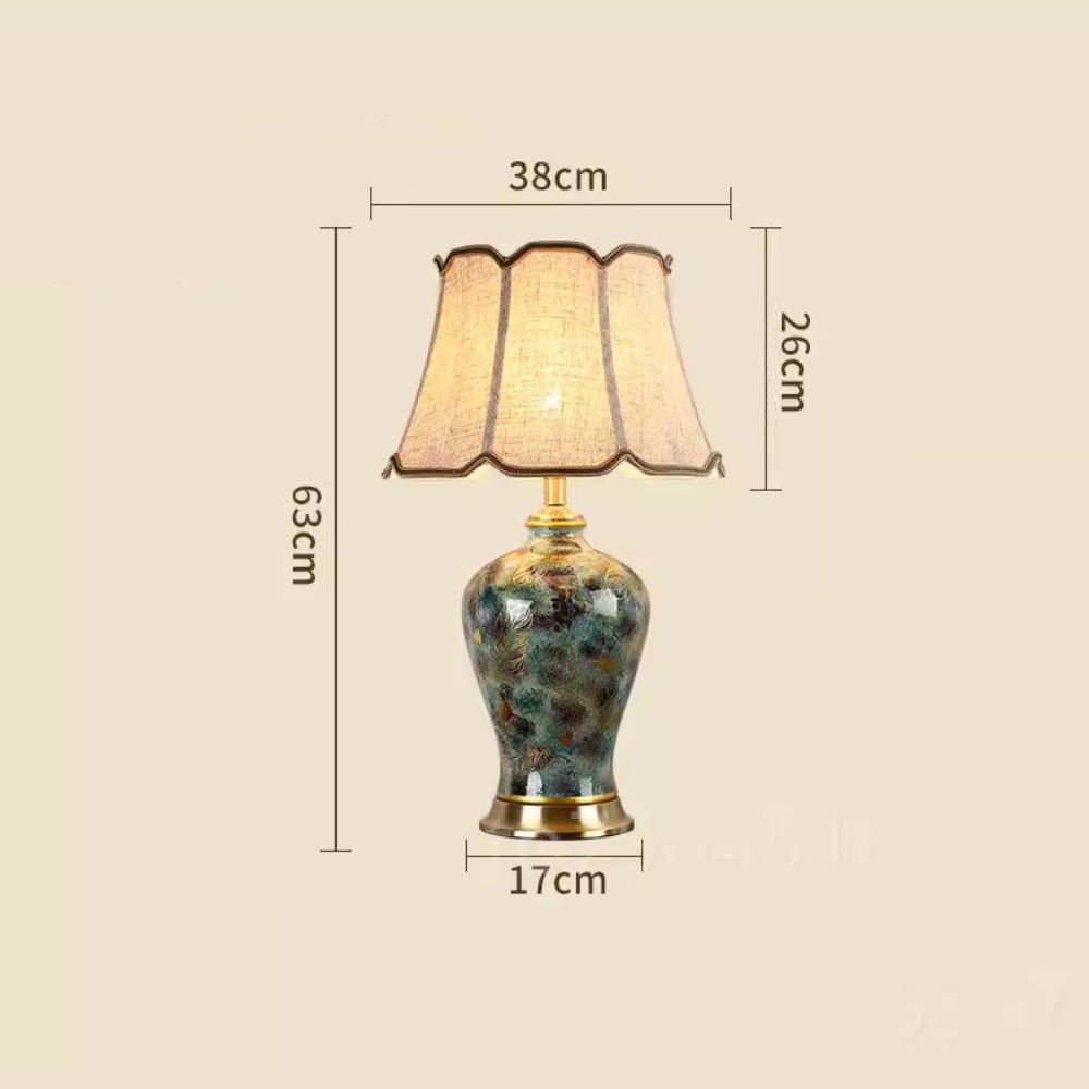 Vintage Ceramic Table Lamp with Linen Shade