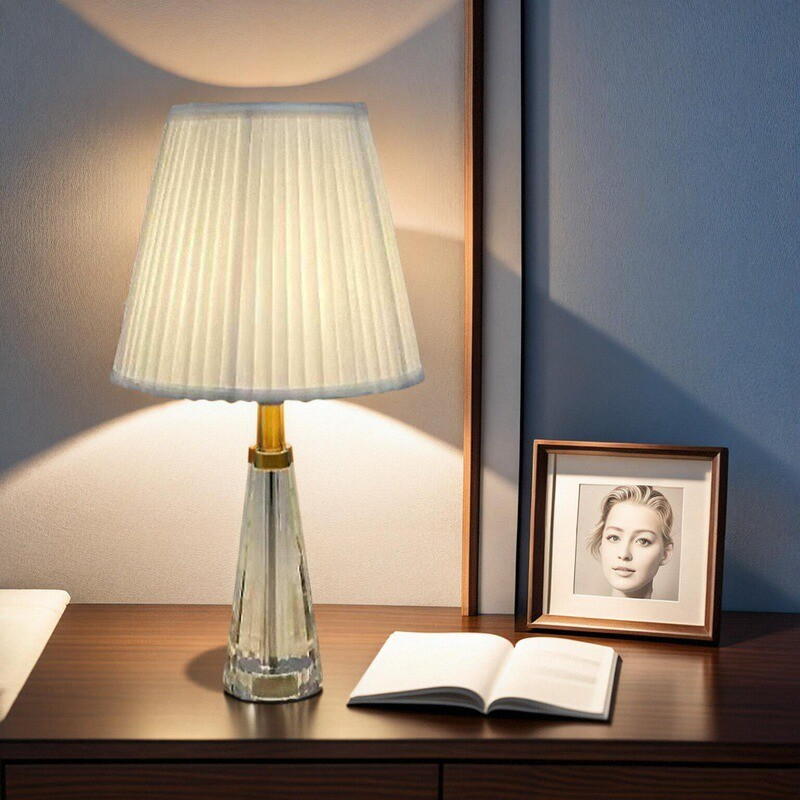 Crystal - Column Table Lamp with Fabric Shade