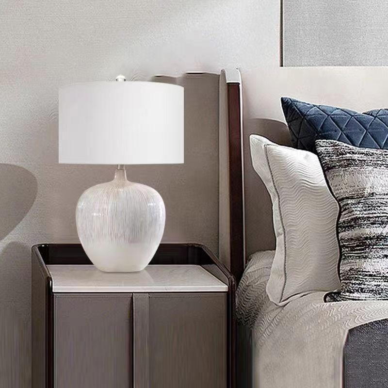 Elegant Ceramic Table Lamp with White Fabric Shade