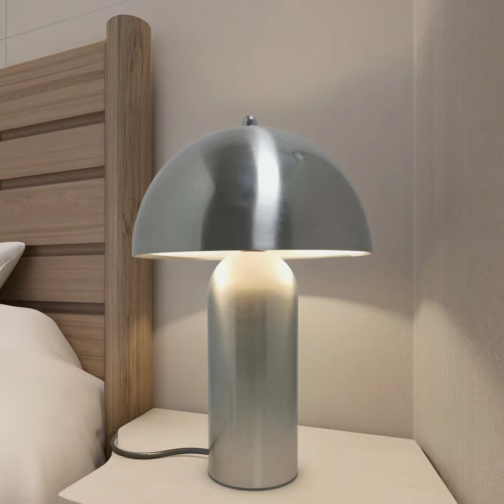 Modern Nickel Metal Table Lamp - Industrial Charm for Your Home