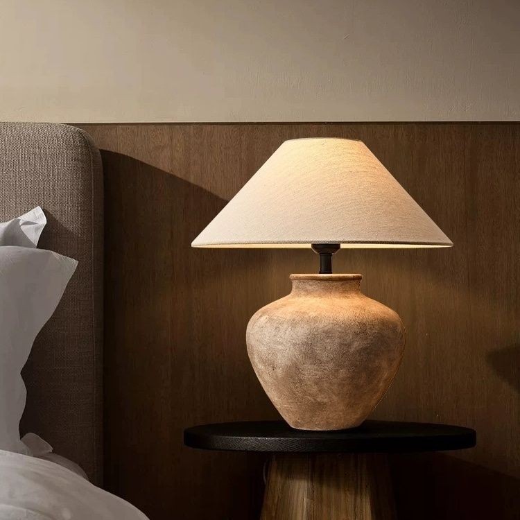 USA Wabi - Sabi Style Ceramic Table Lamp with Linen Shade