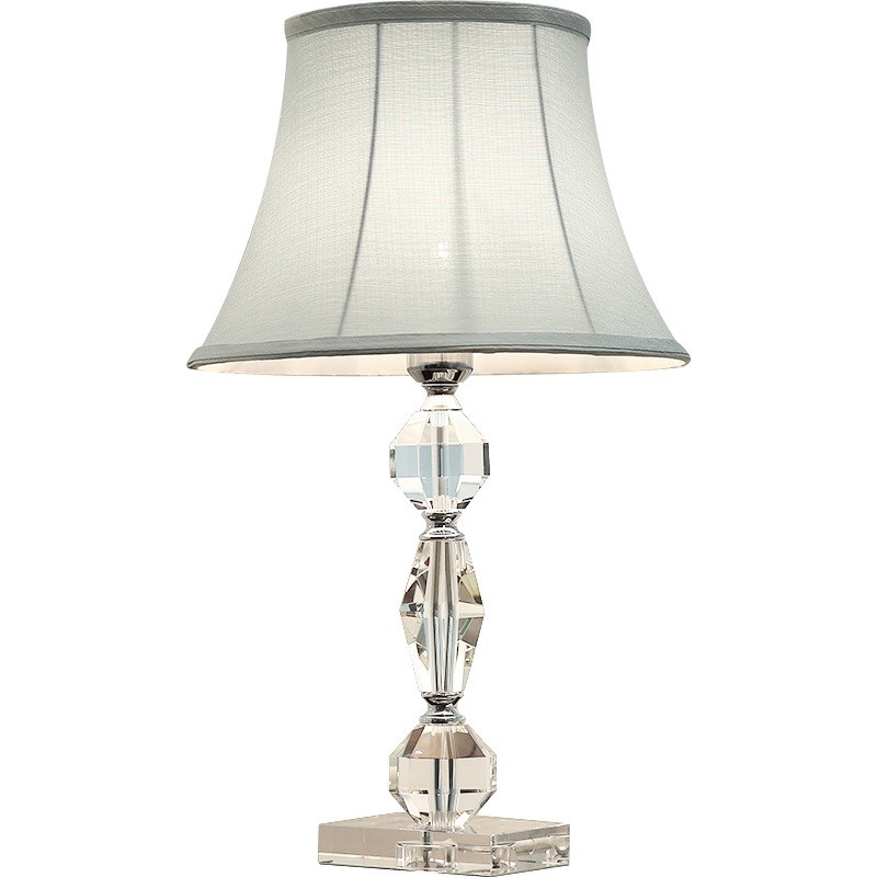 Crystal Glass Table Lamp: Linen Shade, E17 Socket, Elegant Lighting Decor