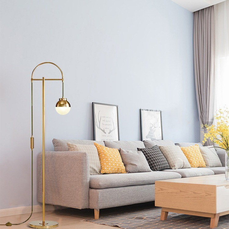 Elegant Arc - Shaped Gold Floor Lamp for Living Spaces