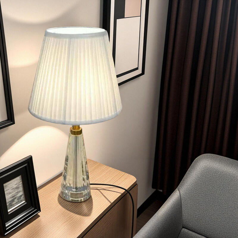 Crystal - Column Table Lamp with Fabric Shade