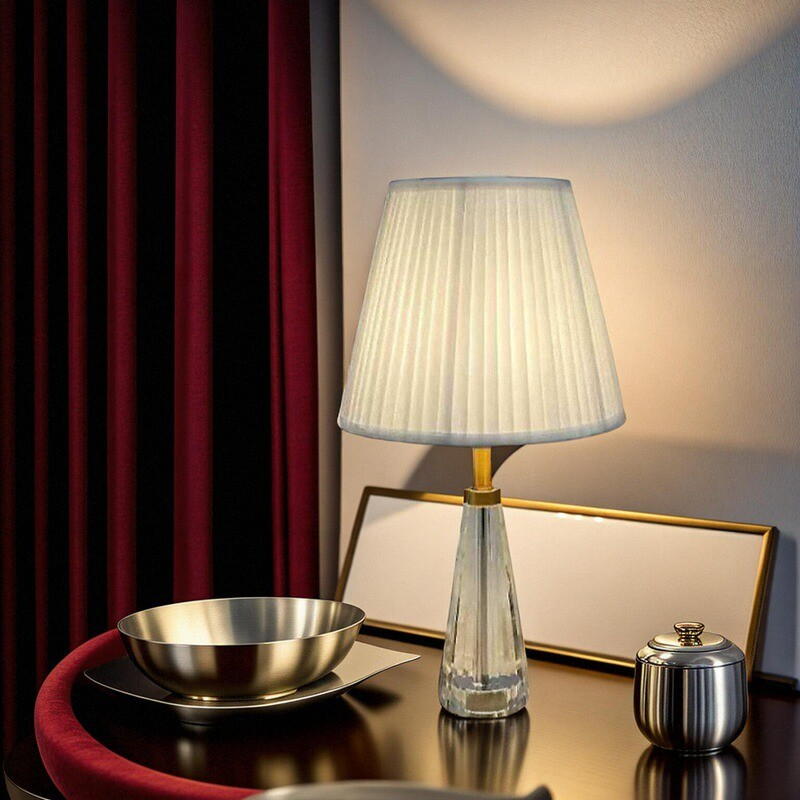 Crystal - Column Table Lamp with Fabric Shade