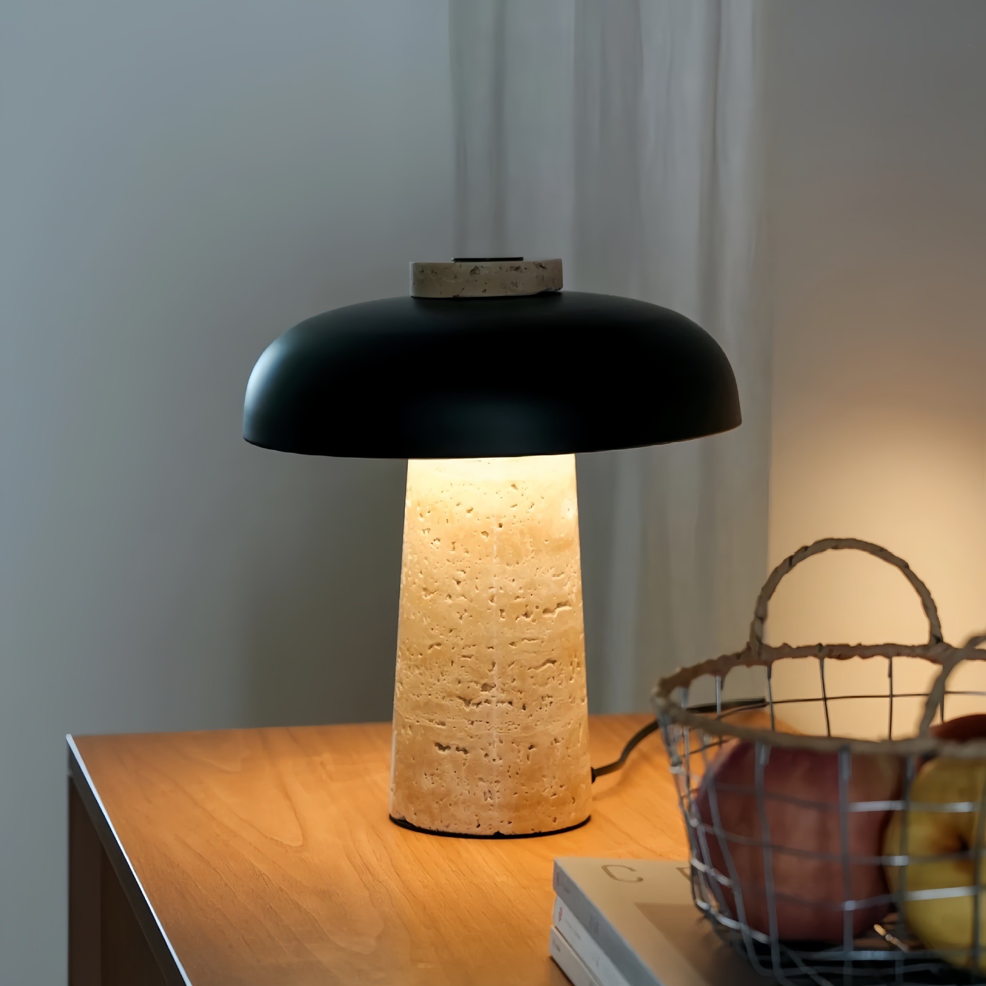 Yellow Cave Stone  Creative Mushroom Table Lamp