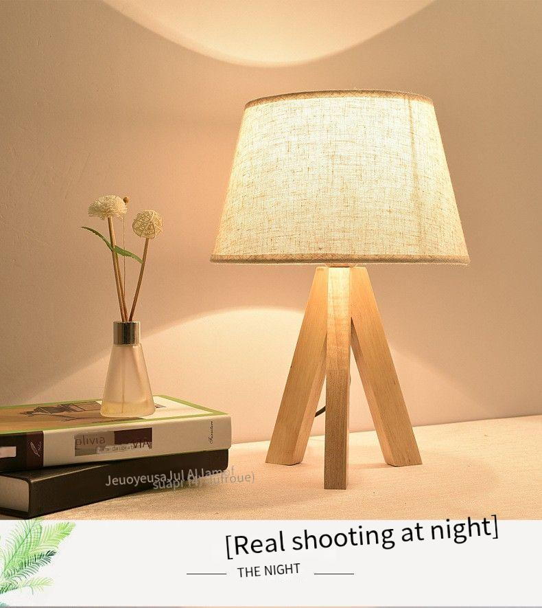 Nordic Natural Style: Wooden Table Lamps with Linen Shades