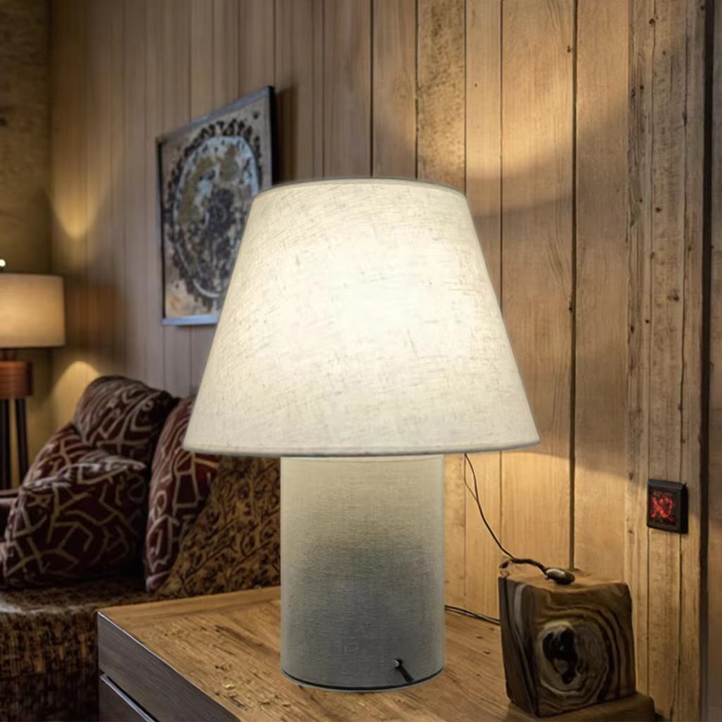 Fabric Shade and Body Table Lamp with E27 Socket
